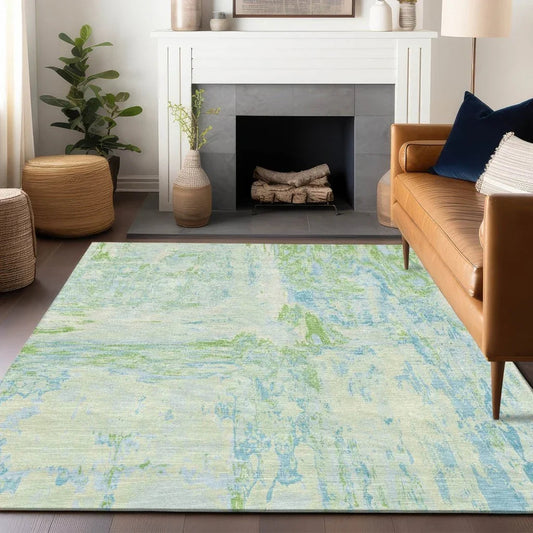 Floraé Green Washable Indoor - Outdoor Rug - LOOMLAN - LOOMLAN Rugs - Outdoor Rugs