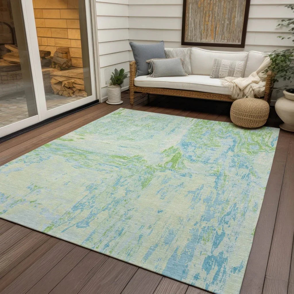 Floraé Green Washable Indoor - Outdoor Rug - LOOMLAN - LOOMLAN Rugs - Outdoor Rugs