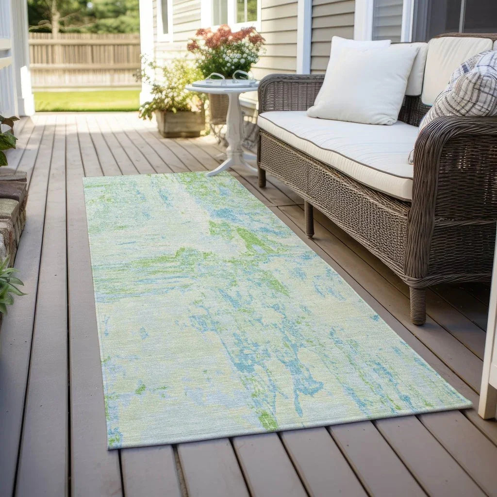 Floraé Green Washable Indoor - Outdoor Rug - LOOMLAN - LOOMLAN Rugs - Outdoor Rugs