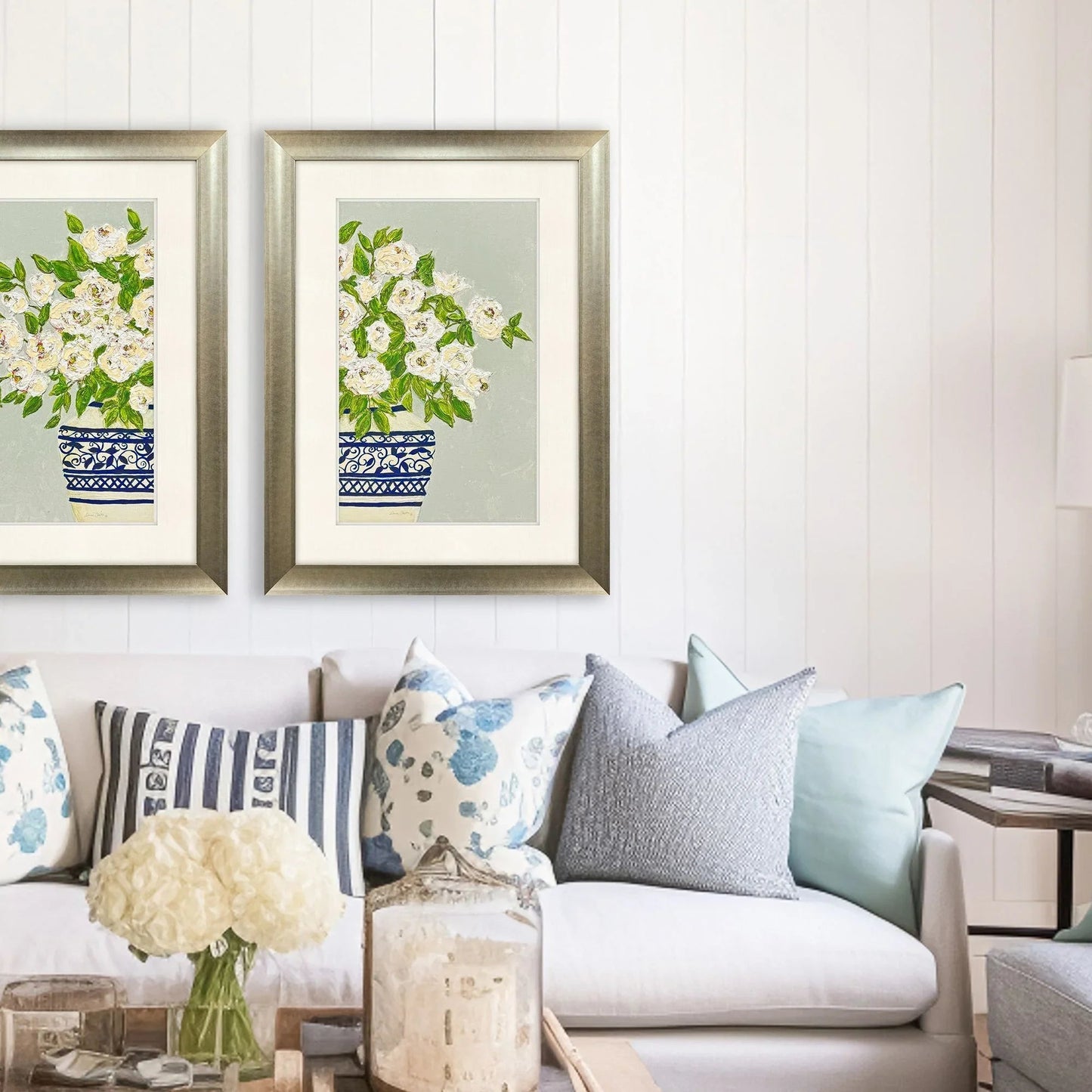 Floral Balance Blue Framed Wall Art