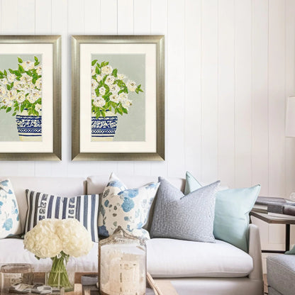 Floral Balance Blue Framed Wall Art