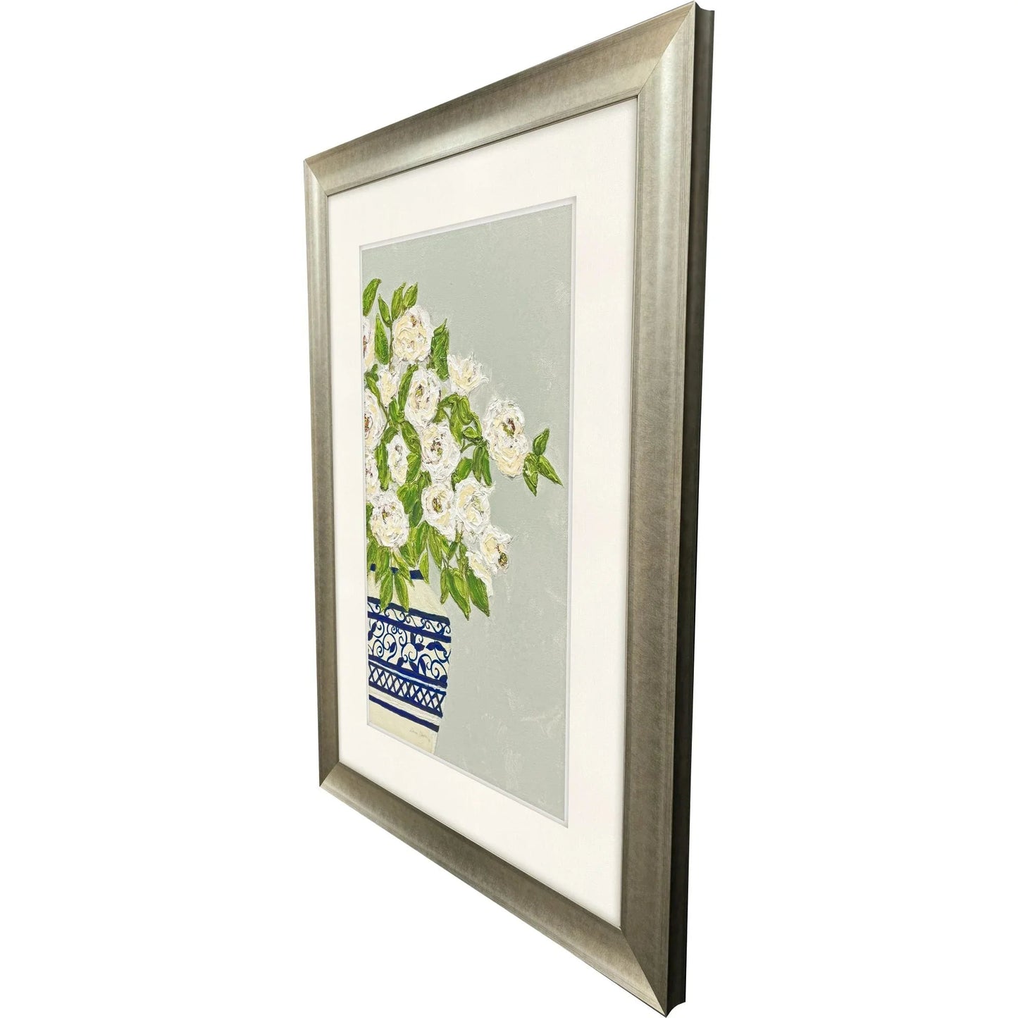 Floral Balance Blue Framed Wall Art