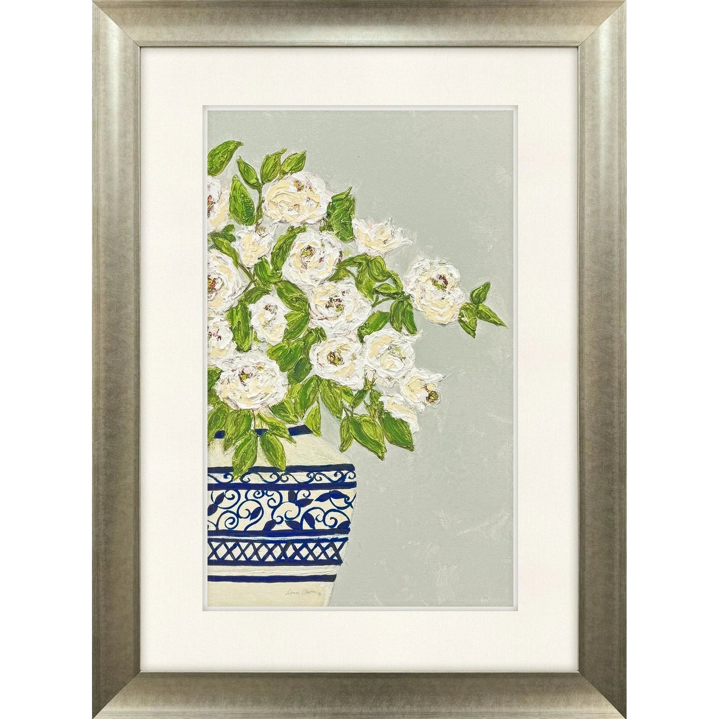 Floral Balance Blue Framed Wall Art