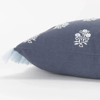 Floral Blue Lumbar Pillow With Insert - LOOMLAN - LOOMLAN - Throw Pillows