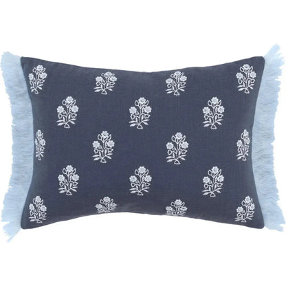 Floral Blue Lumbar Pillow With Insert - LOOMLAN - LOOMLAN - Throw Pillows