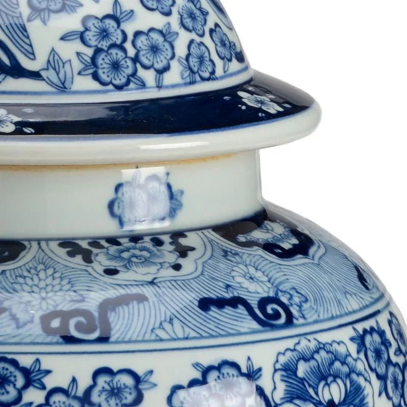 Floral Covered Porcelain Urn - LOOMLAN - Chelsea House - Vases & Jars