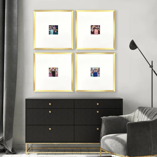 Floral Emotions Blue Framed Wall Art 4PC