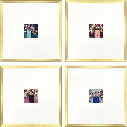 Floral Emotions Blue Framed Wall Art 4PC