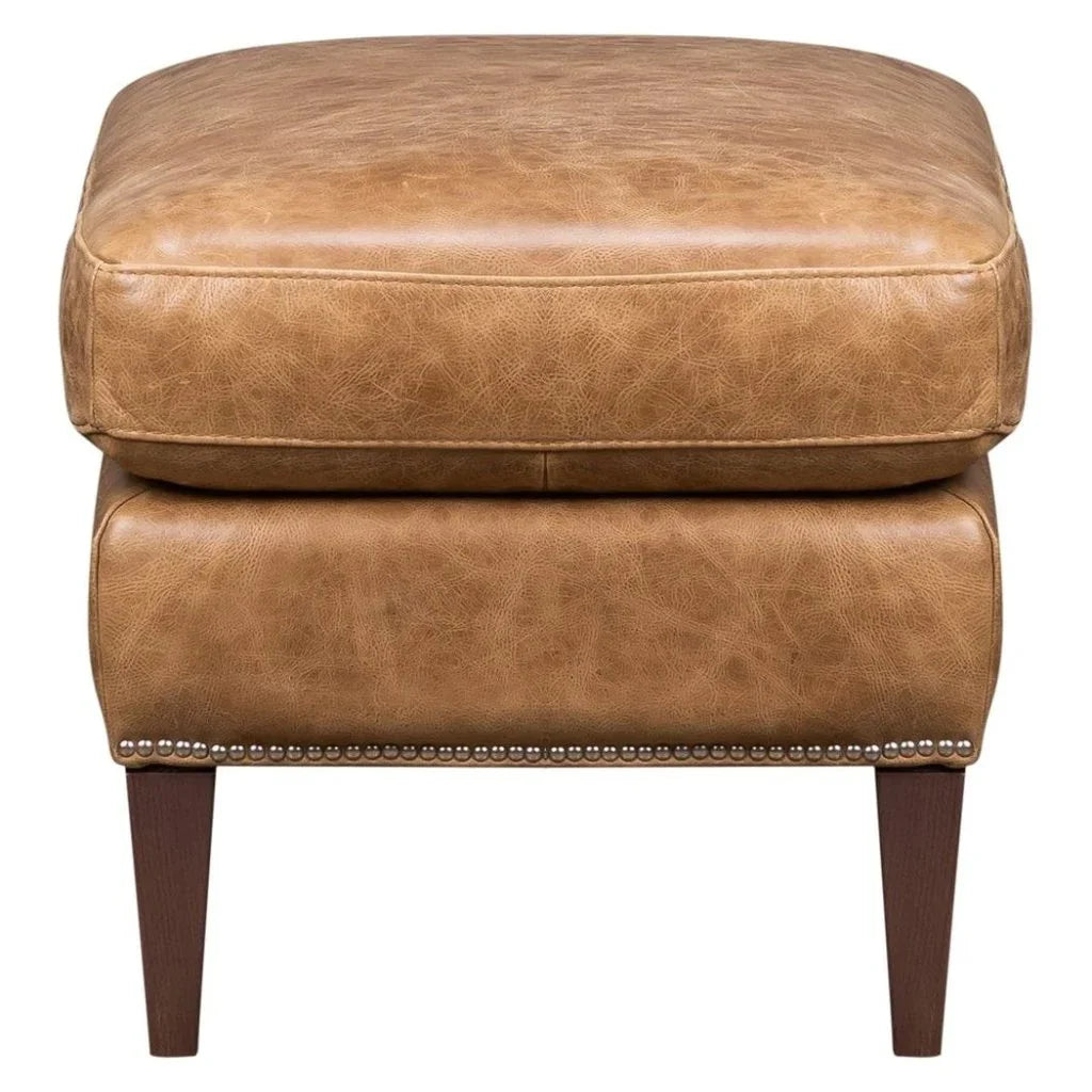 Florence Leather In Venerando Umber Ottoman - LOOMLAN - Olivia + Quinn - Ottomans