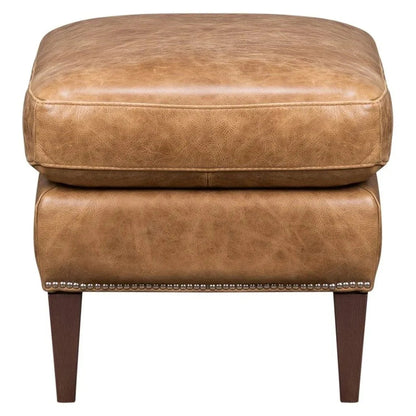 Florence Leather In Venerando Umber Ottoman - LOOMLAN - Olivia + Quinn - Ottomans