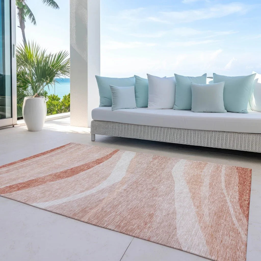 Florence Orange Washable Indoor-Outdoor Rug-Outdoor Rugs-LOOMLAN Rugs-LOOMLAN