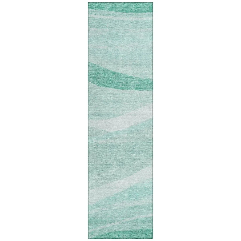 Florence Teal Washable Indoor-Outdoor Rug-Outdoor Rugs-LOOMLAN Rugs-2'3" x 7'6"-LOOMLAN