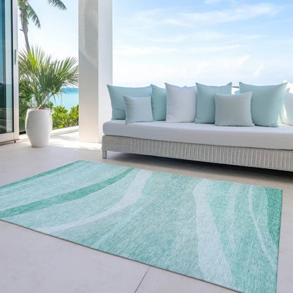 Florence Teal Washable Indoor-Outdoor Rug-Outdoor Rugs-LOOMLAN Rugs-LOOMLAN