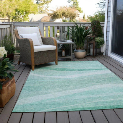 Florence Teal Washable Indoor-Outdoor Rug-Outdoor Rugs-LOOMLAN Rugs-LOOMLAN