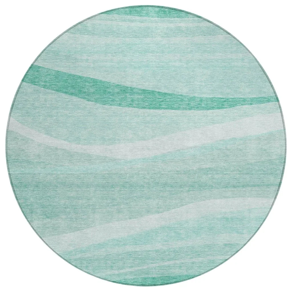 Florence Teal Washable Indoor-Outdoor Rug-Outdoor Rugs-LOOMLAN Rugs-8' x 8'-LOOMLAN