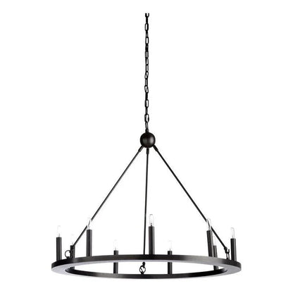 Florentine Round Iron Design Rustic Chandelier - LOOMLAN - Wildwood - Chandeliers