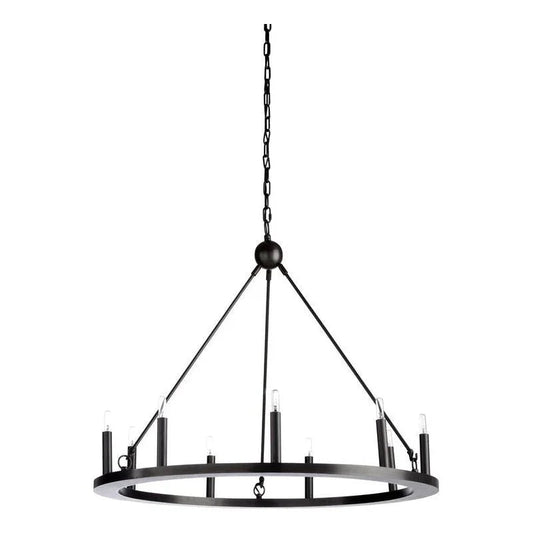 Florentine Round Iron Design Rustic Chandelier - LOOMLAN - Wildwood - Chandeliers