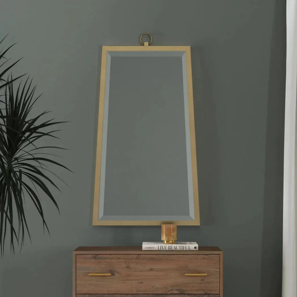 Floris Metal Gold Vertical Wall Mirror - LOOMLAN - Bassett Mirror - Wall Mirrors