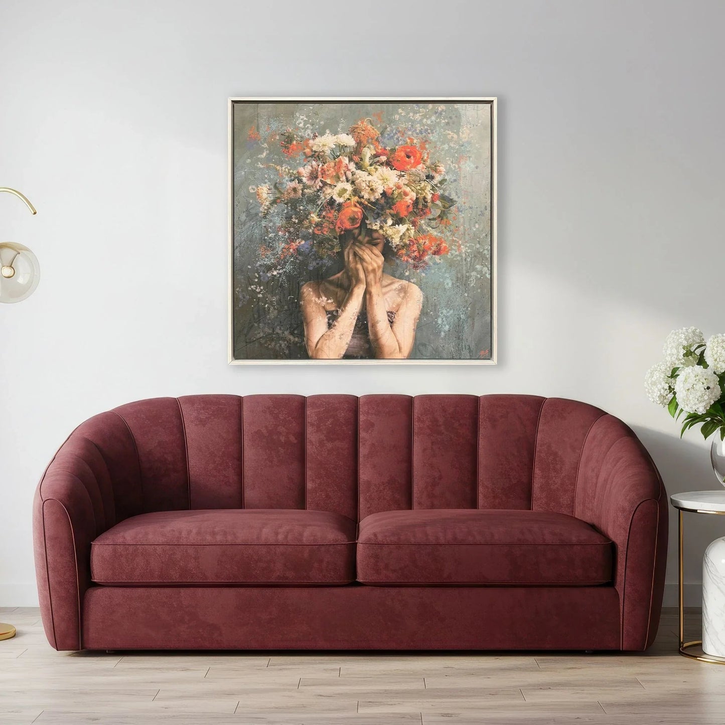 Flower Face Wood Frame Canvas Art