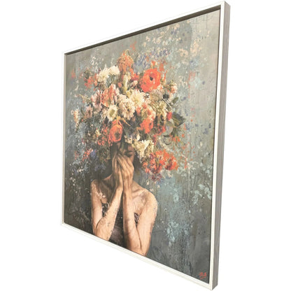 Flower Face Wood Frame Canvas Art