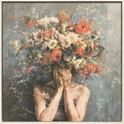 Flower Face Wood Frame Canvas Art