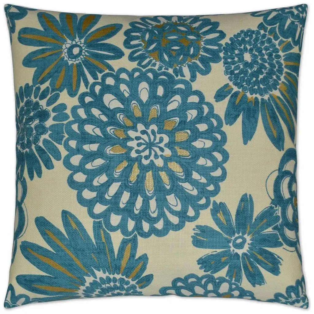 Flower Pops Peacock Blue Throw Pillow Insert - LOOMLAN - D.V. Kap - Throw Pillows