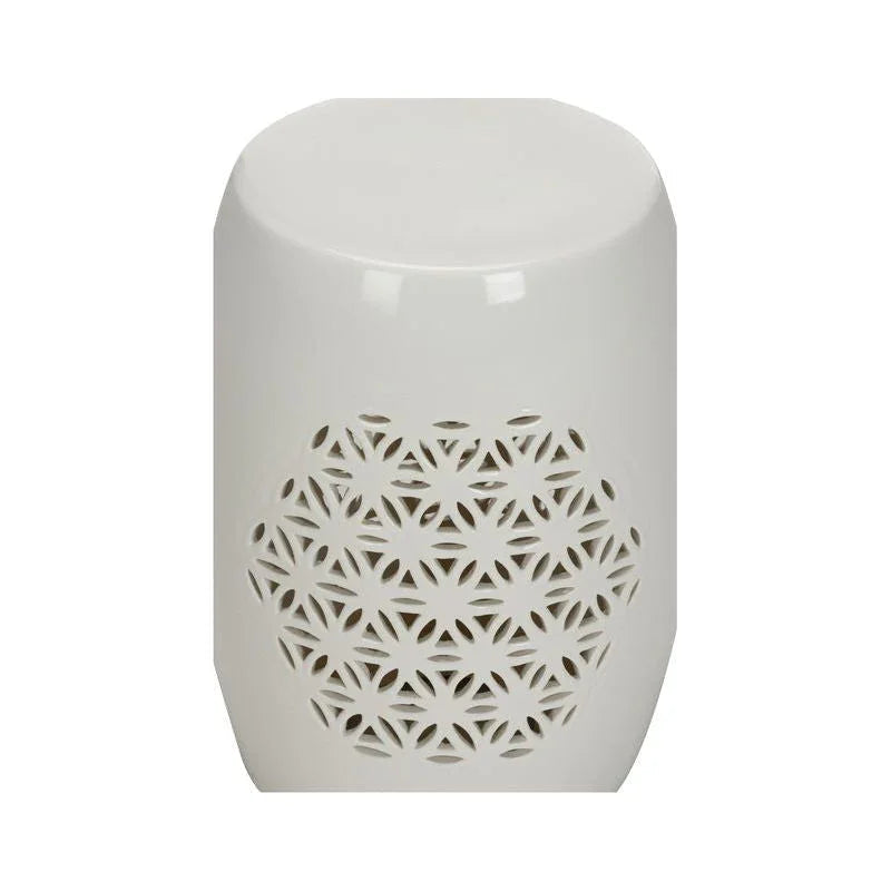Flower of Life Porcelain Glazed Outdoor Garden Stool-Garden Stools-Chelsea House-LOOMLAN