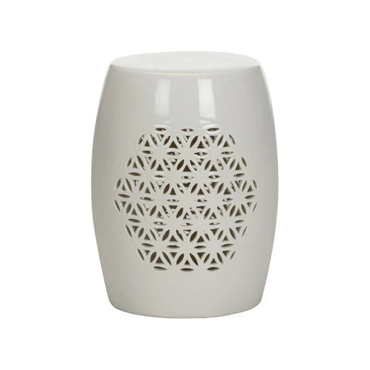 Flower of Life Porcelain Glazed Outdoor Garden Stool-Garden Stools-Chelsea House-LOOMLAN
