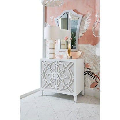 Flower of Life Wood Made White Cabinet - LOOMLAN - Chelsea House - Accent Cabinets
