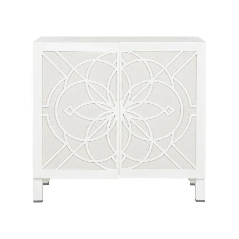 Flower of Life Wood Made White Cabinet - LOOMLAN - Chelsea House - Accent Cabinets