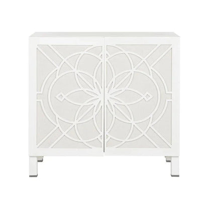 Flower of Life Wood Made White Cabinet - LOOMLAN - Chelsea House - Accent Cabinets