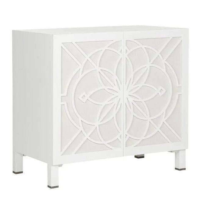 Flower of Life Wood Made White Cabinet - LOOMLAN - Chelsea House - Accent Cabinets