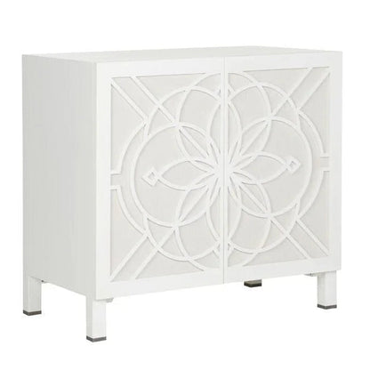 Flower of Life Wood Made White Cabinet - LOOMLAN - Chelsea House - Accent Cabinets
