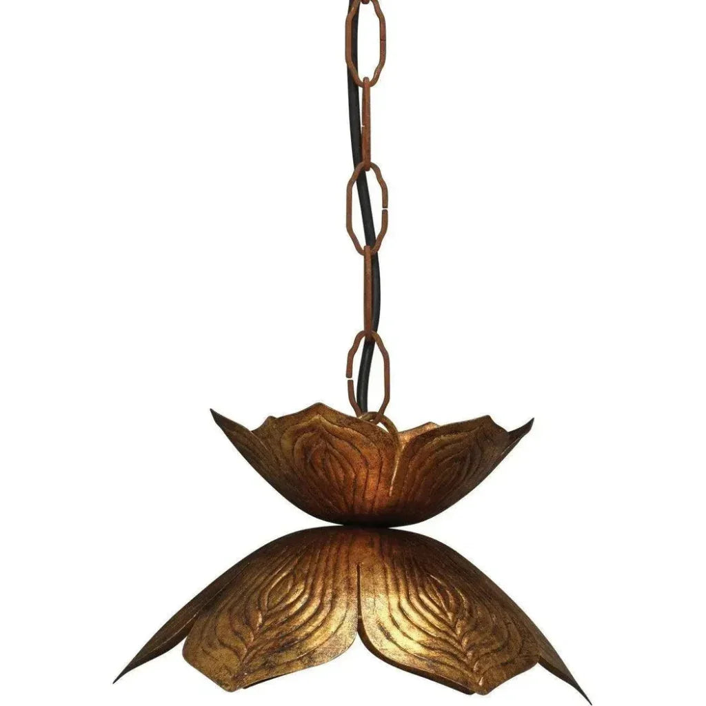 Flowering Gold Metal Lotus Pendant