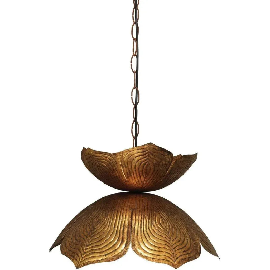 Flowering Gold Metal Lotus Pendant