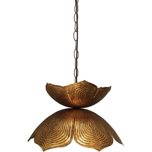 Flowering Gold Metal Lotus Pendant