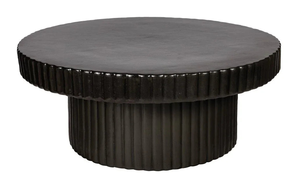 Flute Ceramic Glazed Patio Coffee Table-Outdoor Coffee Tables-Seasonal Living-LOOMLAN