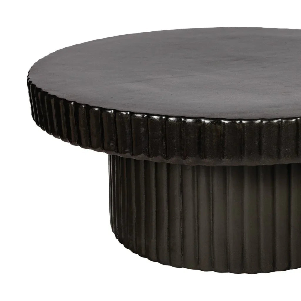 Flute Ceramic Glazed Patio Coffee Table-Outdoor Coffee Tables-Seasonal Living-LOOMLAN