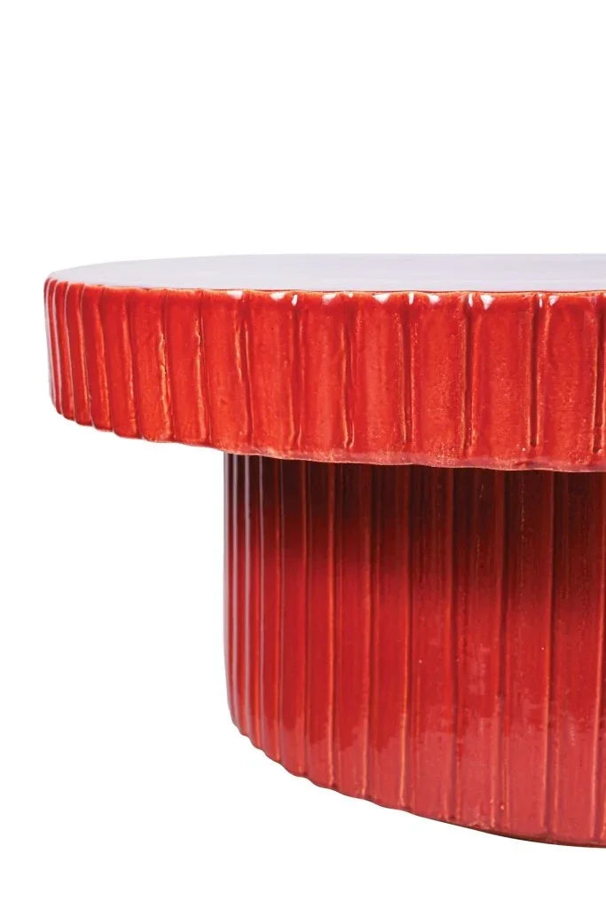 Flute Ceramic Glazed Patio Coffee Table-Outdoor Coffee Tables-Seasonal Living-LOOMLAN