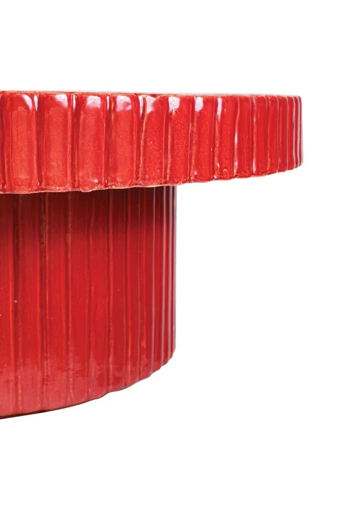 Flute Ceramic Glazed Patio Coffee Table-Outdoor Coffee Tables-Seasonal Living-LOOMLAN