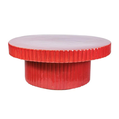 Flute Ceramic Glazed Patio Coffee Table-Outdoor Coffee Tables-Seasonal Living-Plum Gloss-LOOMLAN