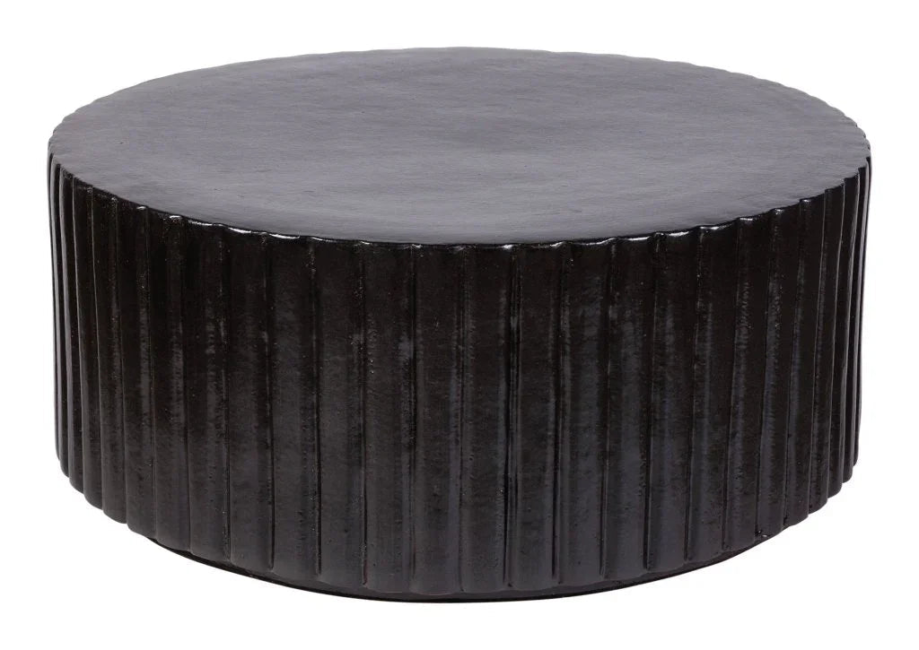 Flute Ceramic Round Patio Accent Table - LOOMLAN - Seasonal Living - Outdoor Side Tables