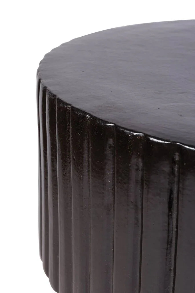 Flute Ceramic Round Patio Accent Table - LOOMLAN - Seasonal Living - Outdoor Side Tables