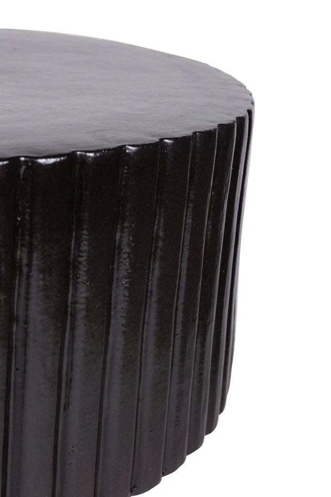 Flute Ceramic Round Patio Accent Table - LOOMLAN - Seasonal Living - Outdoor Side Tables