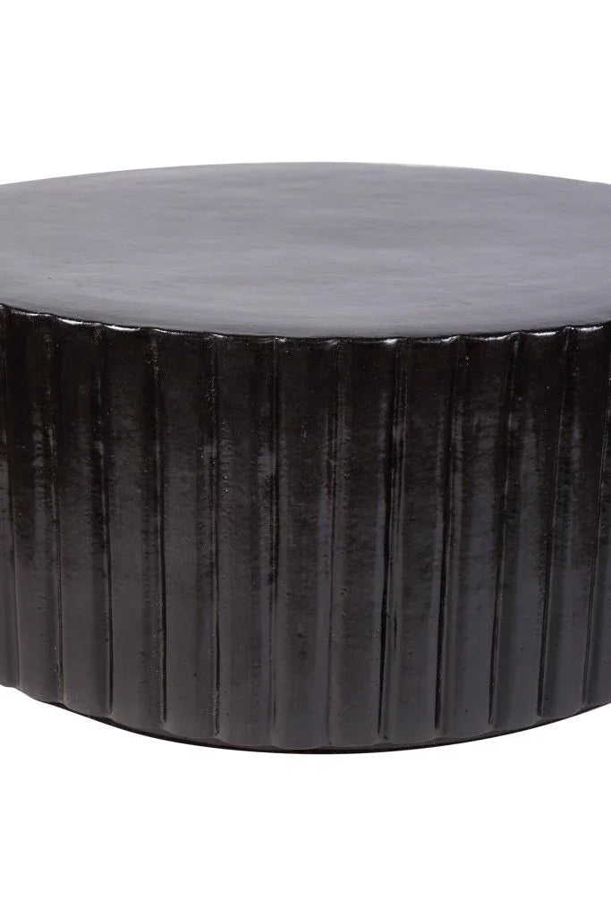 Flute Ceramic Round Patio Accent Table - LOOMLAN - Seasonal Living - Outdoor Side Tables