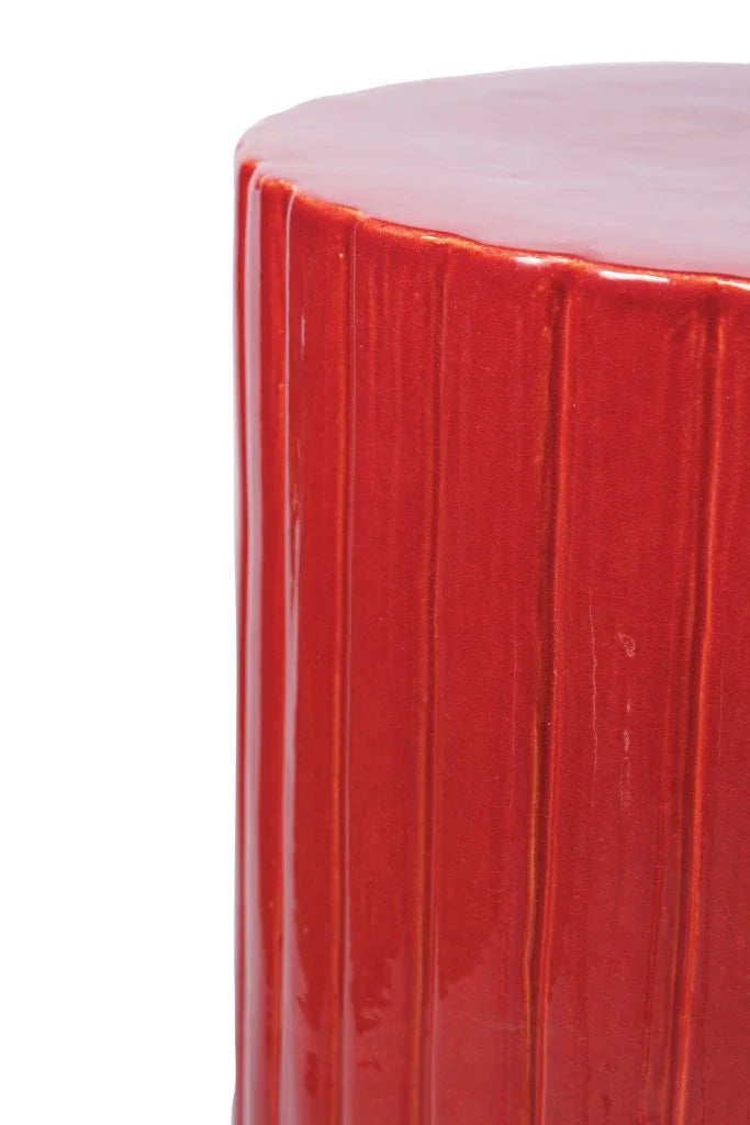 Flute Ceramic Round Patio Accent Table - LOOMLAN - Seasonal Living - Outdoor Side Tables