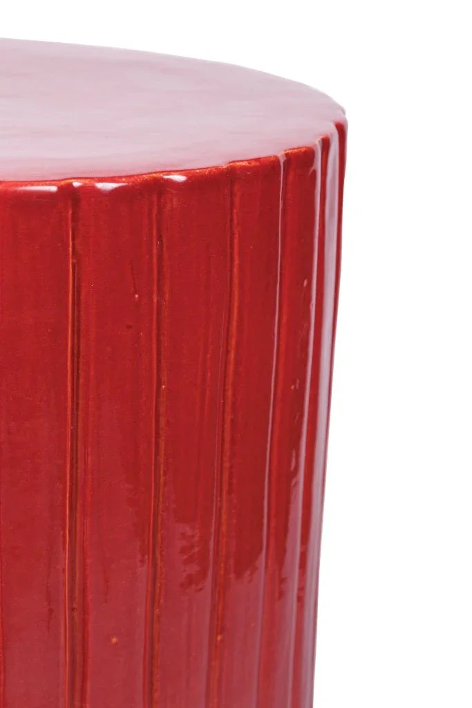 Flute Ceramic Round Patio Accent Table - LOOMLAN - Seasonal Living - Outdoor Side Tables