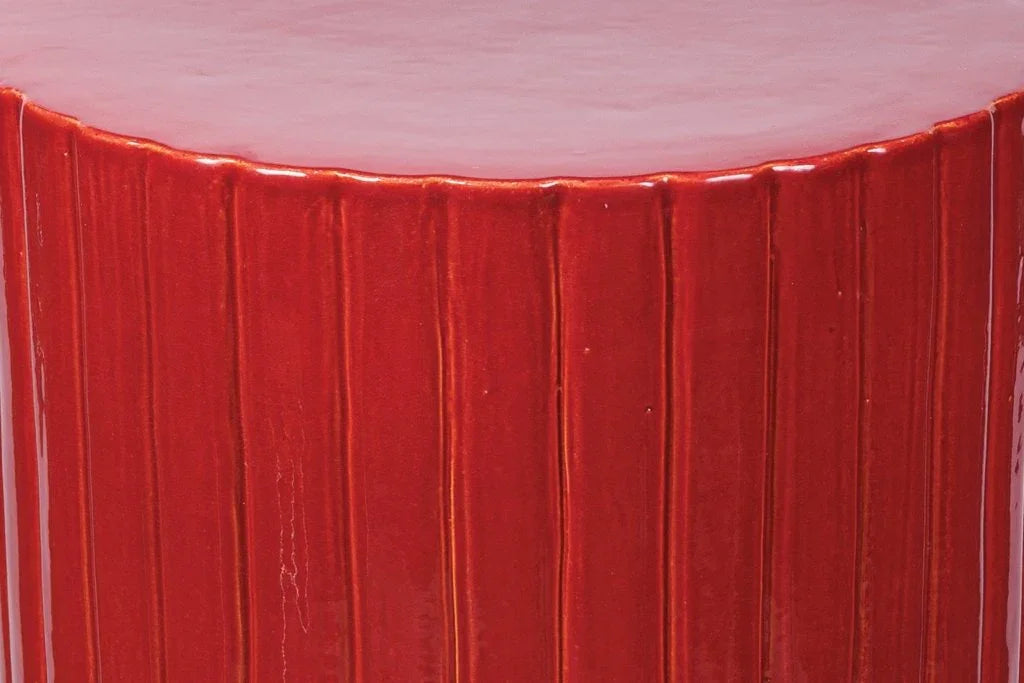 Flute Ceramic Round Patio Accent Table - LOOMLAN - Seasonal Living - Outdoor Side Tables