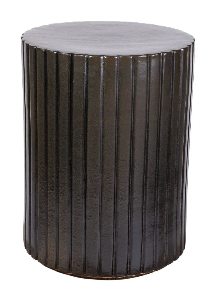 Flute Ceramic Round Patio Accent Table - LOOMLAN - Seasonal Living - Outdoor Side Tables