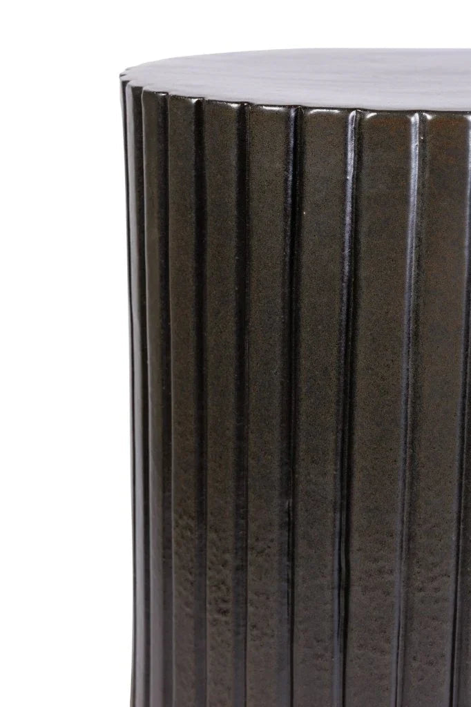 Flute Ceramic Round Patio Accent Table - LOOMLAN - Seasonal Living - Outdoor Side Tables